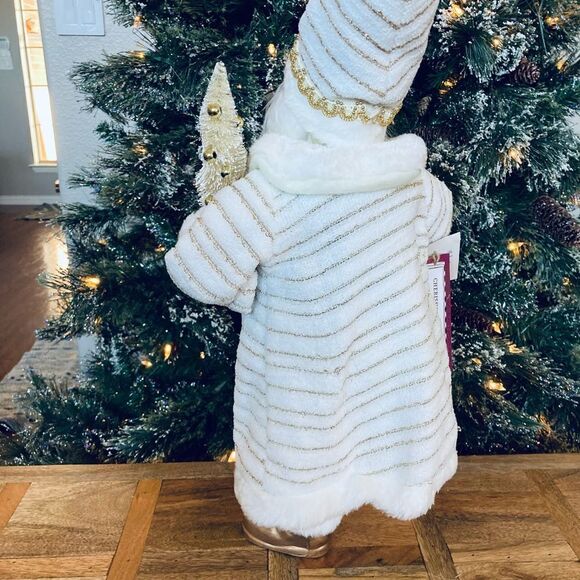 NWT Luxurious White Gold Glam Santa Figurine Decor Statue - Picture 4 of 5